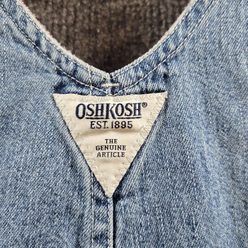 Oshkosh Girls Lined Overalls 12 Months Pink Checkered Lining 100% Cotton
